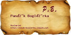 Panák Boglárka névjegykártya